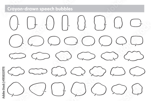 手描き風ラフな吹き出しセット クレヨンタッチ