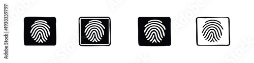 Fingerprint Scanner Icon Set - Hand Drawn Biometric Security and Digital Authentication Symbols