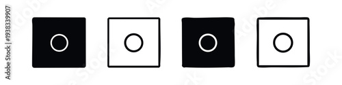 Square Record Button Icons. Digital Recording Symbols for User Interfaces.
