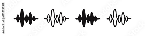 Sound Wave Icons Set, Audio Equalizer Music Spectrum Graphics