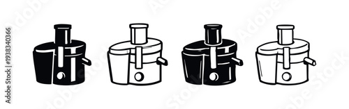 Modern Juicer and Juice Extractor Icon Collection. Hand Drawn Kitchen Appliance Silhouettes for Healthy Eating.