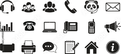 Collection of various communication and technology icons
