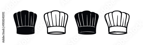 Collection of Chef Hat Icons in Diverse Styles for Food Industry Professionals