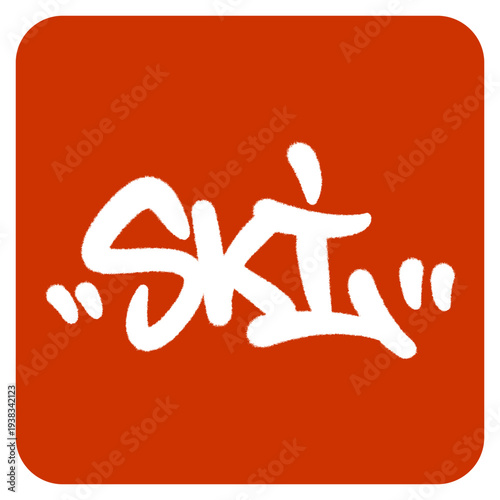 Ski Graffiti Tag Representing High Speed Alpine Racing and Outdoor Winter Adventure with a Bold Street Aesthetic.
