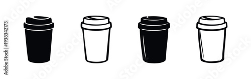 Reusable Tumbler Icons Set. Insulated Cup Silhouettes for Beverages, Eco-Friendly Drinkware, and Daily Use.