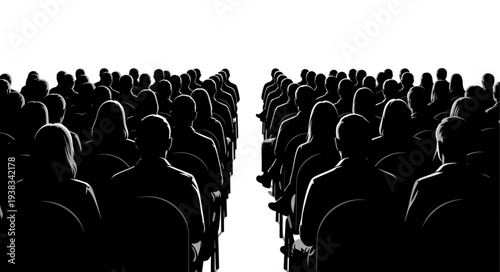 Crowd of People Walking Towards Each Other.