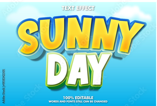 A vibrant yellow and white text effect with a sunny day theme and editable text style
