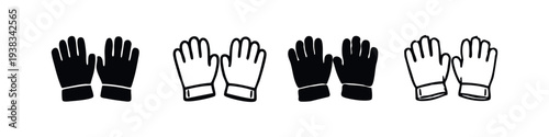 General Purpose Gloves Icon Set. Household and Work Hand Protection Silhouettes and Outlines for Cleaning.