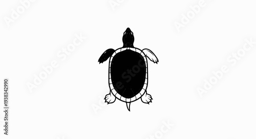 Minimalist black and white illustration of a sea turtle
