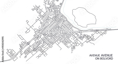 Detailed Black and White City Map.