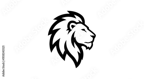 Lion head profile black and white.