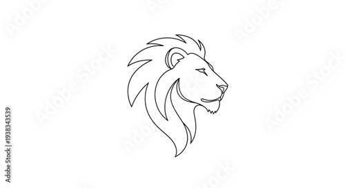 Lion head profile illustration drawing.