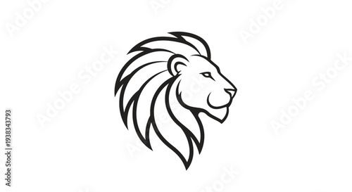 Lion head with long mane profile.