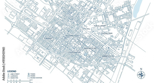 Detailed Urban City Map Illustration.
