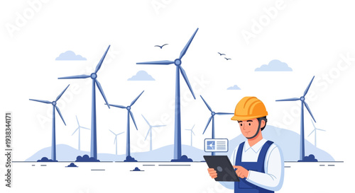 Man in hard hat holding tablet.