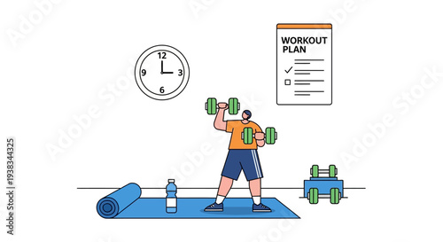 Man lifting dumbbells in gym workout.