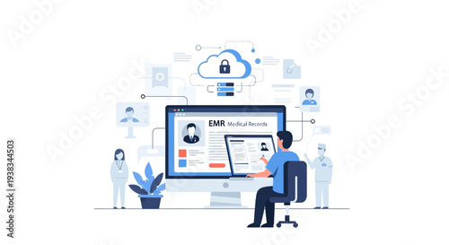 Man sitting in front of computer.