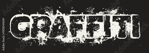 The word "Graffiti" written in a heavy, grunge font with spots and splashes that mimic the texture of a concrete or brick wall. Suitable for posters, banners, logos, and emblems for internet clubs