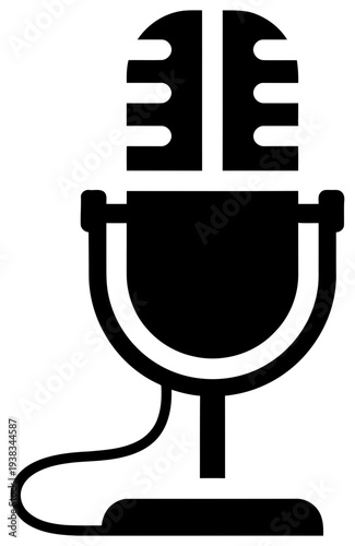 Microphone icon representing audio recording podcast broadcasting voice communication and studio sound technology