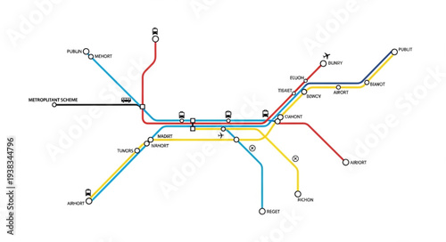 Metro Map City Transportation Network.