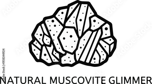 Stylized illustration of a fractured mineral specimen with internal crystalline structure