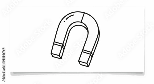 Simple black and white outline drawing of a horseshoe magnet