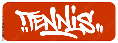 Tennis Graffiti Tag Design Inspired by Professional Court Action with Realistic Spray Paint Details and Urban Aesthetic.