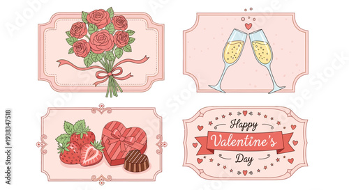 Valentine's Day themed decorative labels.