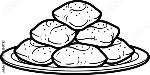 A mound of dotted pastries piled high on a plate