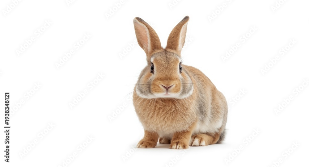 Obraz premium Adorable dwarf rabbit set on white background offering copy space for design