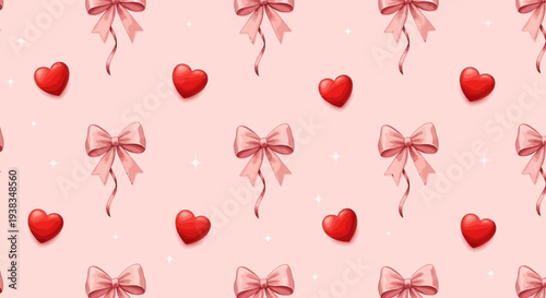 Valentine's Day pattern with hearts and bows.