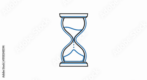 Blue hourglass with sand flowing down, representing time passing