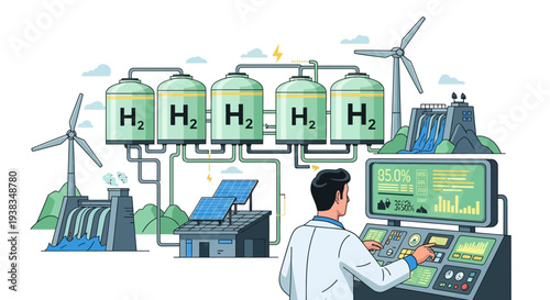 Man working on hydrogen fuel control.