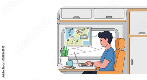 Man working on laptop computer.