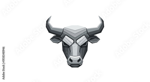 Metallic Bull Head with Sharp Horns.