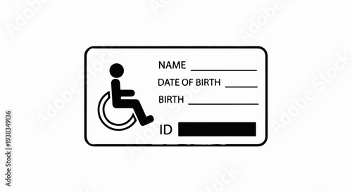 Identification card with wheelchair symbol and personal details fields