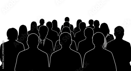 Silhouetted People Standing Together.