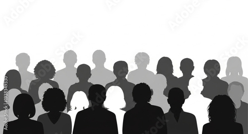 Silhouetted People Standing Together.