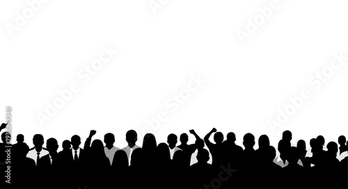 Silhouetted People Standing Together United.