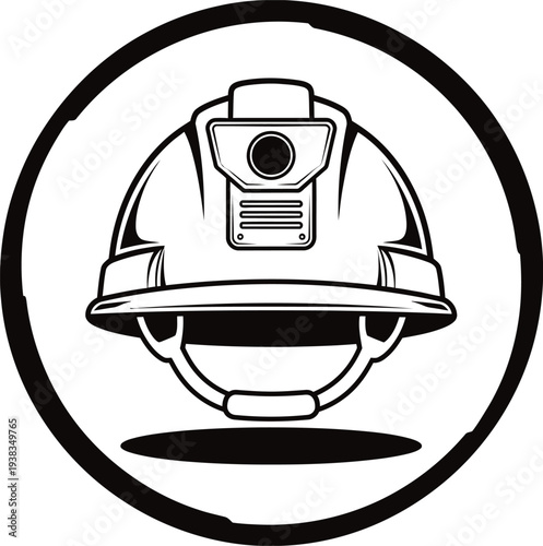Construction safety hard hat icon with visor and head protection