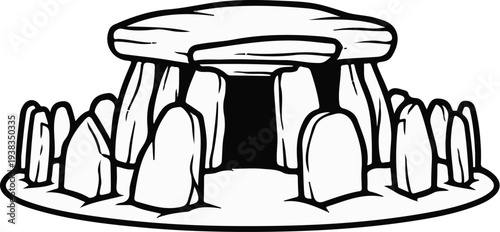 Ancient stone monument structure with large capstone and standing stones