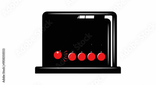 Kinetic sculpture with swinging red balls, a classic desk toy demonstrating motion