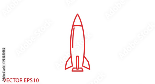 Red Rocket Ship Vector Illustration.