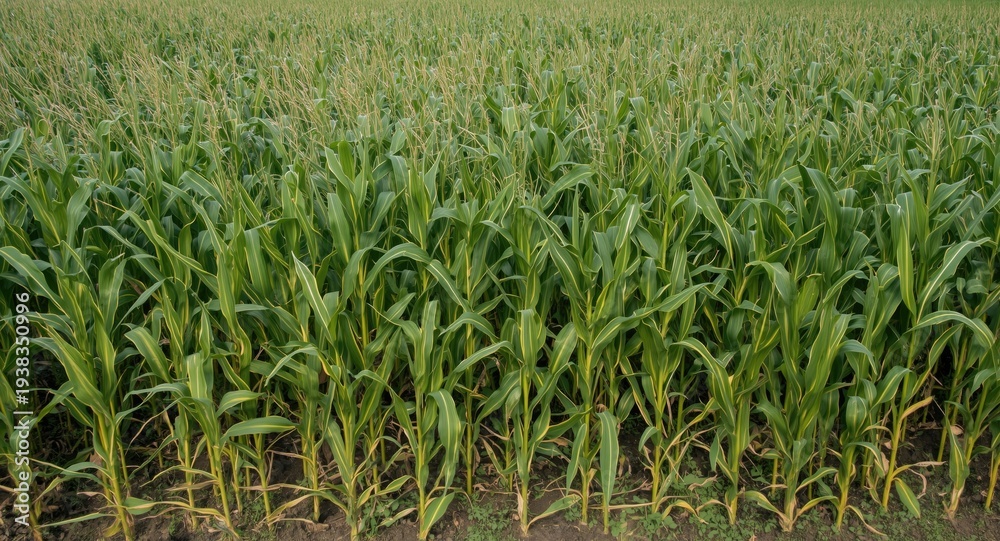 Obraz premium Crop of corn showing signs of blight leaf disease
