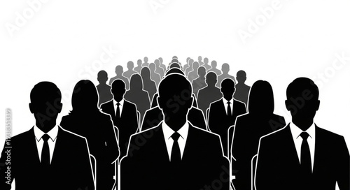 Silhouetted Businessmen Standing Together.