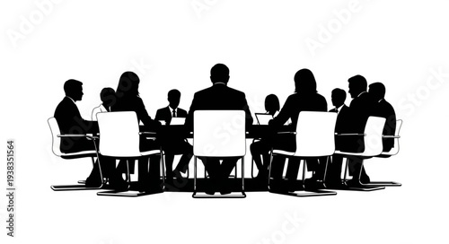 Silhouetted People in Business Meeting.