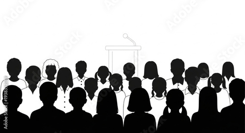 Silhouetted People Standing Together.