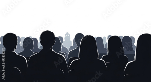 Silhouetted People Standing in Crowd.