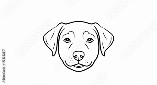 Stylized outline illustration of a dog's head on a white background