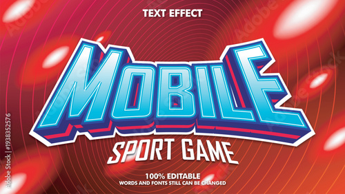 A vibrant red background with a blue and white 3D text effect for a mobile sport game